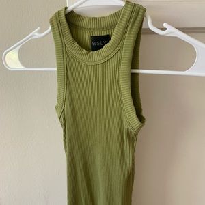 BANDIER WSLY Rivington Green Ribbed Tank